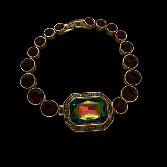Heidi Daus Jewelry - Heidi Daus "On-Line" bracelet aurora borealis center stone red crystals